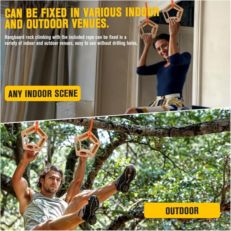 CMOOD Hangboard, Hangboard Rock Climbing for Climbing, Home Training, Finger Strengthener, Pull-up Grip Arm Training Portable Finger Board Rock Climbing Holds Indoor and Outdoor - Image 5